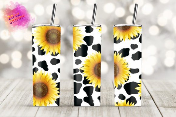 20oz Skinny Tumbler Cow Sunflower