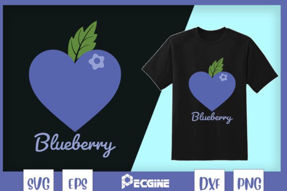 Blueberry Fruit Heart Shape SVG