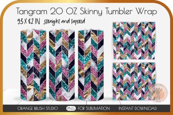 Chevron Tangram Glitter Skinny Tumbler