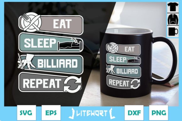 Eat Sleep Billiards Repeat SVG
