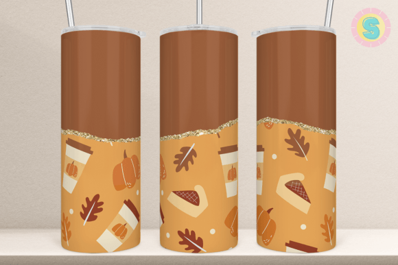 Fall Brown Gold Agate Line Tumbler Wrap