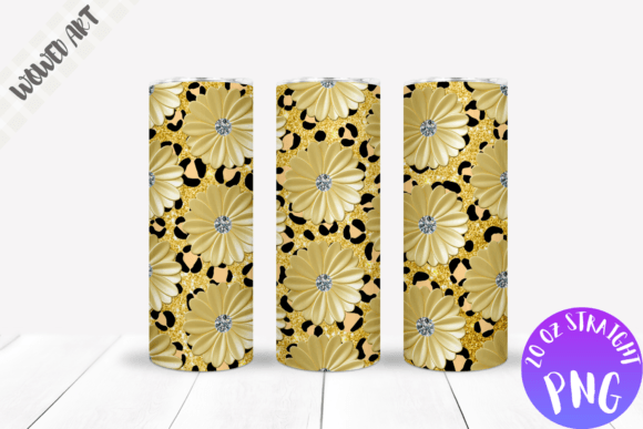 Gold Flower 20 Oz Skinny Tumbler Wrap