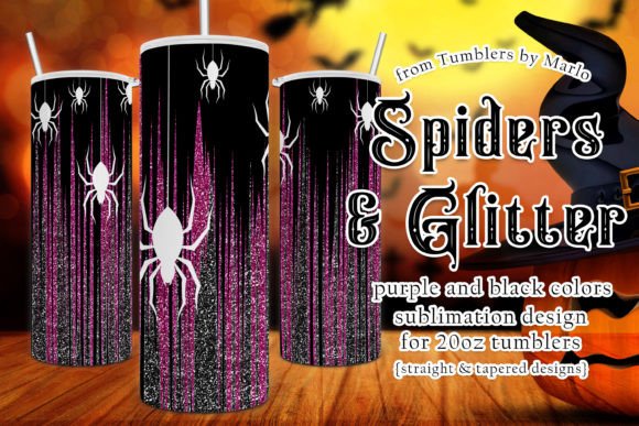 Halloween Black Purple Glitter Tumbler