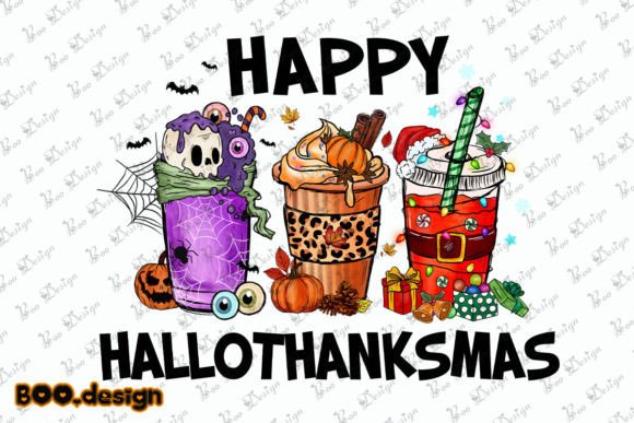 Happy Hallothanksmas Coffee Cup PNG