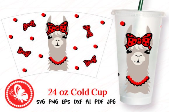 Lama Face Bow 24OZ Cold Cup Wrap Tumbler