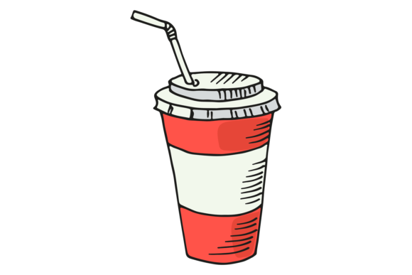 Plastic Cup Drink with Straw. Sweet Soda